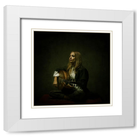 Persian Musician White Modern Wood Framed Art Print with Double Matting by Hasheminasab, Moein