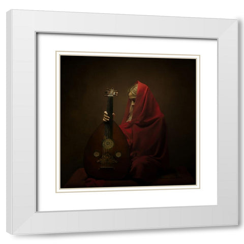 Persian Musician White Modern Wood Framed Art Print with Double Matting by Hasheminasab, Moein