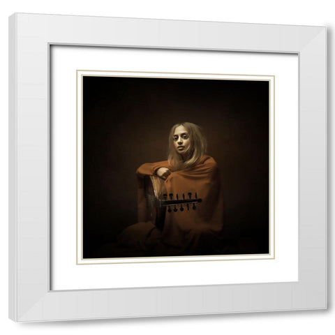 Persian Musician White Modern Wood Framed Art Print with Double Matting by Hasheminasab, Moein