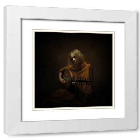Persian Musician White Modern Wood Framed Art Print with Double Matting by Hasheminasab, Moein