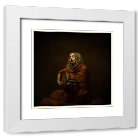 Persian Musician White Modern Wood Framed Art Print with Double Matting by Hasheminasab, Moein