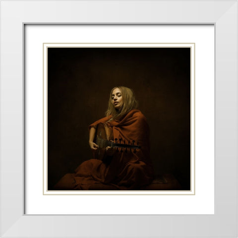 Persian Musician White Modern Wood Framed Art Print with Double Matting by Hasheminasab, Moein