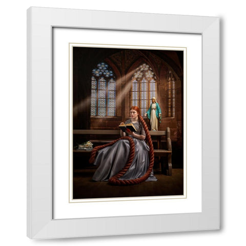 The Reader White Modern Wood Framed Art Print with Double Matting by O Mahony, Kieran
