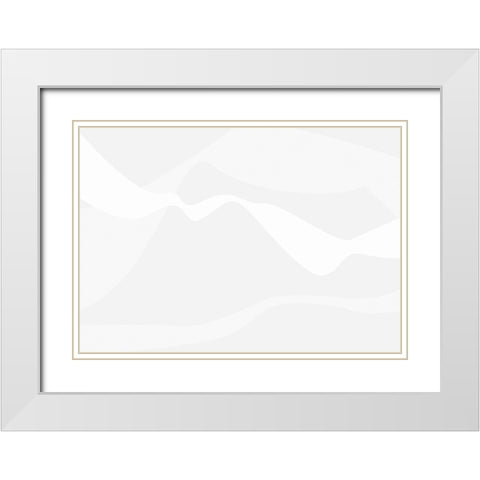 Mountain Waves Light Gray White Modern Wood Framed Art Print with Double Matting by 1x Studio II