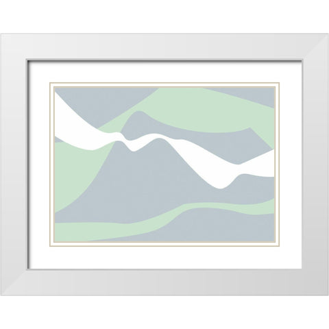 Mountain Waves White Modern Wood Framed Art Print with Double Matting by 1x Studio II