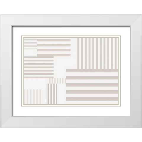 Pattern Stripes Warm White Modern Wood Framed Art Print with Double Matting by 1x Studio II