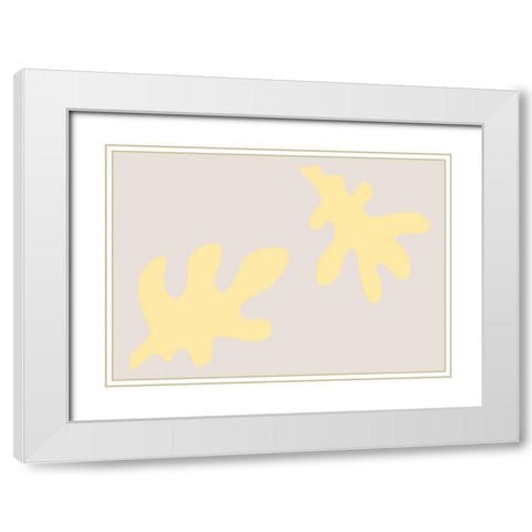 Leaves Yellow White Modern Wood Framed Art Print with Double Matting by 1x Studio II