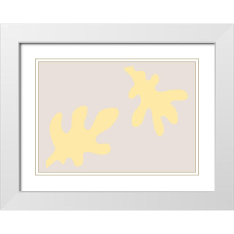 Leaves Yellow White Modern Wood Framed Art Print with Double Matting by 1x Studio II