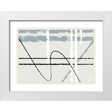 Messy Lines 02 White Modern Wood Framed Art Print with Double Matting by 1x Studio II