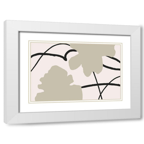 Flower wall 02 White Modern Wood Framed Art Print with Double Matting by 1x Studio II