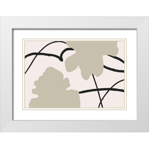 Flower wall 02 White Modern Wood Framed Art Print with Double Matting by 1x Studio II