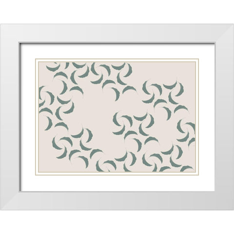 Green Banana Leaves White Modern Wood Framed Art Print with Double Matting by 1x Studio II