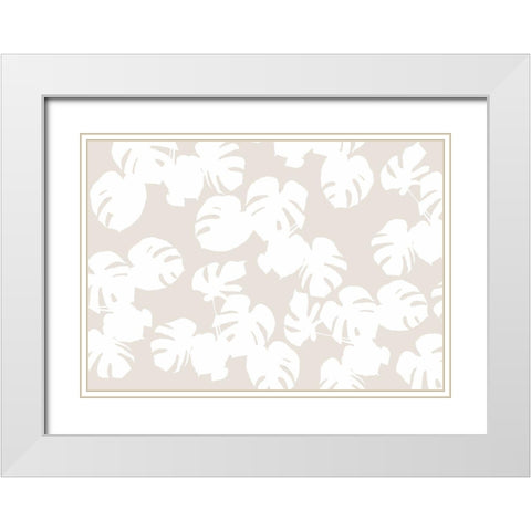 Monstera Leaves White White Modern Wood Framed Art Print with Double Matting by 1x Studio II