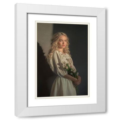 Bianka White Modern Wood Framed Art Print with Double Matting by Durisova, Michaela