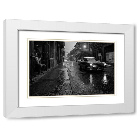 Havana in the rain White Modern Wood Framed Art Print with Double Matting by Sye, Murray