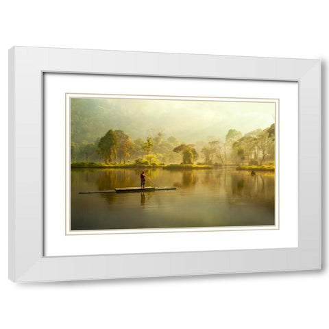 Morning At Situ Gunung White Modern Wood Framed Art Print with Double Matting by Bunjamin (Abe), Antonyus