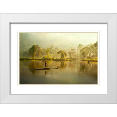 Morning At Situ Gunung White Modern Wood Framed Art Print with Double Matting by Bunjamin (Abe), Antonyus