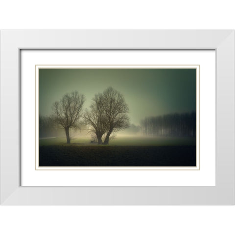 Morning Lights White Modern Wood Framed Art Print with Double Matting by Pessotto, Tommaso