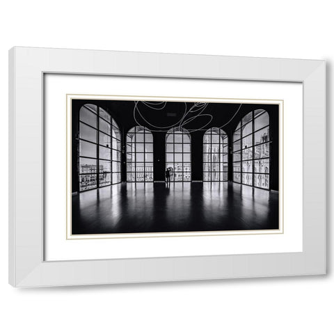 Balcony on Milan White Modern Wood Framed Art Print with Double Matting by Tagliarino, Marco