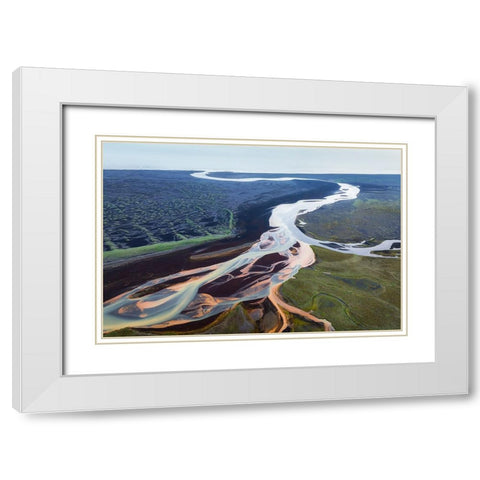 A Dancing RIVer White Modern Wood Framed Art Print with Double Matting by Dou, Shenshen