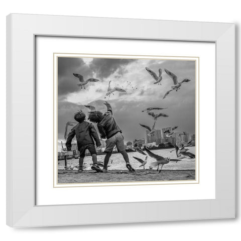 Tokyo Bay Area White Modern Wood Framed Art Print with Double Matting by Sirou.Minami