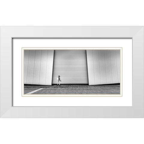 Street White Modern Wood Framed Art Print with Double Matting by Toniolo, Giorgio