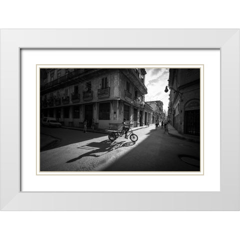 A piece of life in Cuba White Modern Wood Framed Art Print with Double Matting by Li Wp, Allan