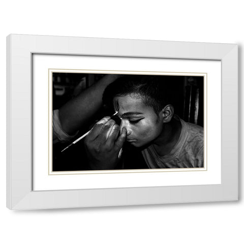 Face Painter White Modern Wood Framed Art Print with Double Matting by Biswas, Kuntal