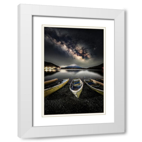 Milky Way on the Fuji White Modern Wood Framed Art Print with Double Matting by Suzuki, Daiki