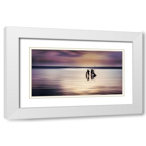 The Fishermen White Modern Wood Framed Art Print with Double Matting by Herlihy, Diarmuid