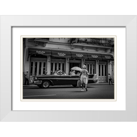 Habana Street White Modern Wood Framed Art Print with Double Matting by Morishige, Koji