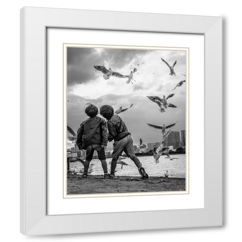 Tokyo Bay Area White Modern Wood Framed Art Print with Double Matting by Sirou.Minami