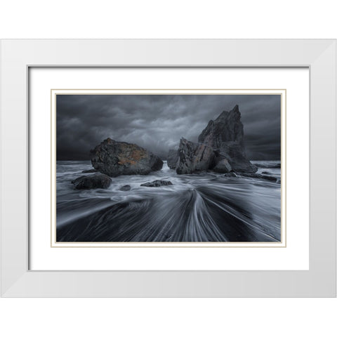 Rialto Rapids White Modern Wood Framed Art Print with Double Matting by Deng, Larry