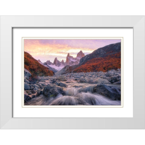 Autumn In Fitz Roy White Modern Wood Framed Art Print with Double Matting by G, May