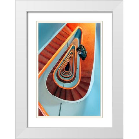 Spiral. White Modern Wood Framed Art Print with Double Matting by H112O1