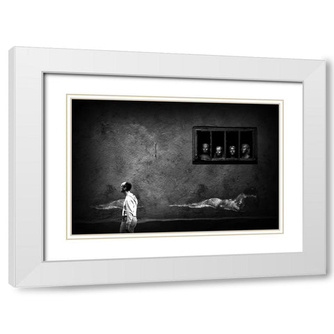 Eyes Without A Face White Modern Wood Framed Art Print with Double Matting by Pimenta, Jorge