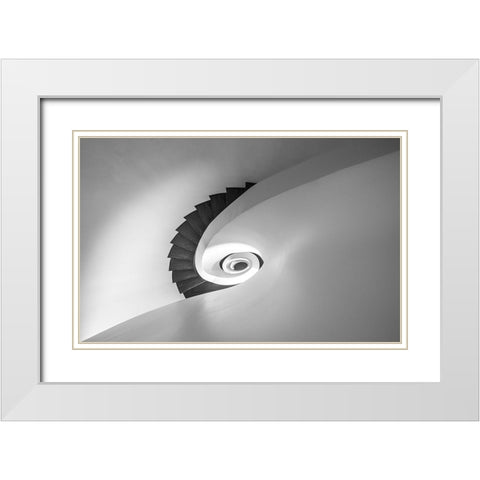 Step Down White Modern Wood Framed Art Print with Double Matting by Schmidtke, Holger