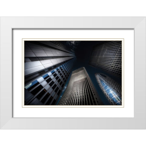 Shinjuku-4 White Modern Wood Framed Art Print with Double Matting by Suzuki, Daiki
