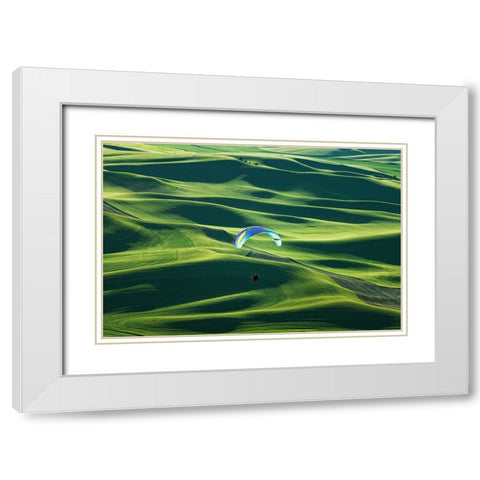 Flying White Modern Wood Framed Art Print with Double Matting by Xu, Tony