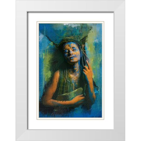 Mother Earth White Modern Wood Framed Art Print with Double Matting by Das, Prithul