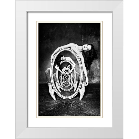 The Infinity Of Existence White Modern Wood Framed Art Print with Double Matting by Malysheva, Tatiana