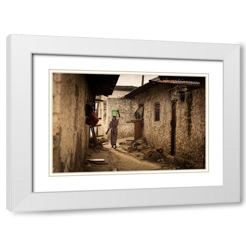 Woman White Modern Wood Framed Art Print with Double Matting by Mirica, Dan