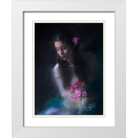 Beautiful White Modern Wood Framed Art Print with Double Matting by Marjanmashhadi