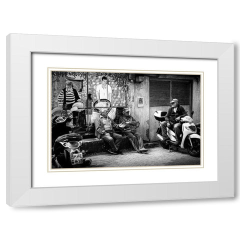 Old Conversations White Modern Wood Framed Art Print with Double Matting by Kaprano, Normunds
