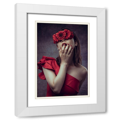 Gerbera girl White Modern Wood Framed Art Print with Double Matting by Sumimoto, Suguru