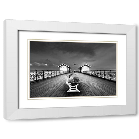 Penarth Pier White Modern Wood Framed Art Print with Double Matting by Patrick, Boterman