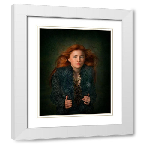 Portrait Of Cara White Modern Wood Framed Art Print with Double Matting by O Mahony, Kieran