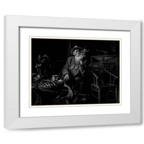 Antique Shop White Modern Wood Framed Art Print with Double Matting by Zeng, Jiahong