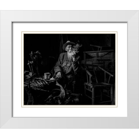 Antique Shop White Modern Wood Framed Art Print with Double Matting by Zeng, Jiahong