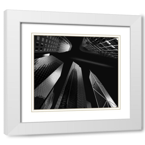 Skyscrapers White Modern Wood Framed Art Print with Double Matting by Zeng, Jiahong